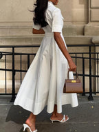 Midi-Blusenkleid Weiß - Harana
