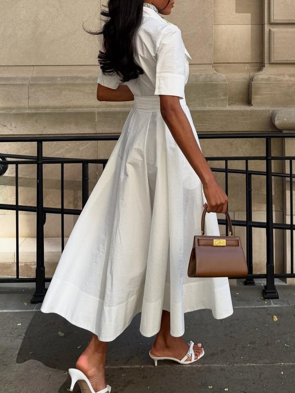 Midi-Blusenkleid Weiß - Harana