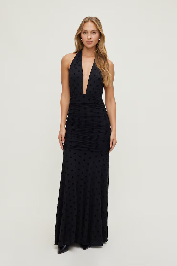 Robe maxi en maille à pois - Harana