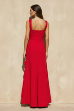 Robe longue rouge avec fente - Harana
