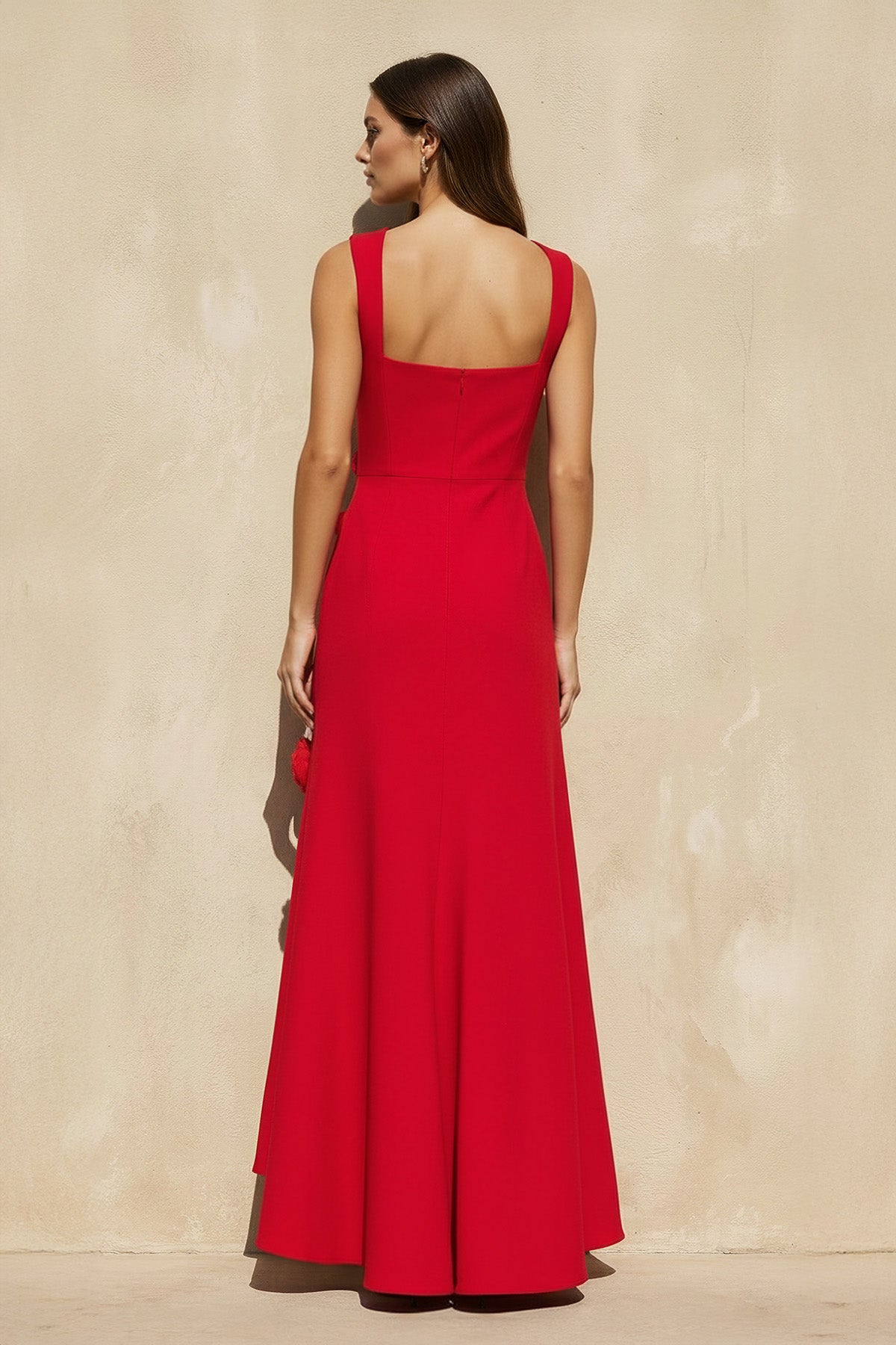 Robe longue rouge avec fente - Harana