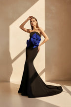 Robe longue noir coupe sirène bustier - Harana