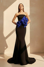 Robe longue noir coupe sirène bustier - Harana