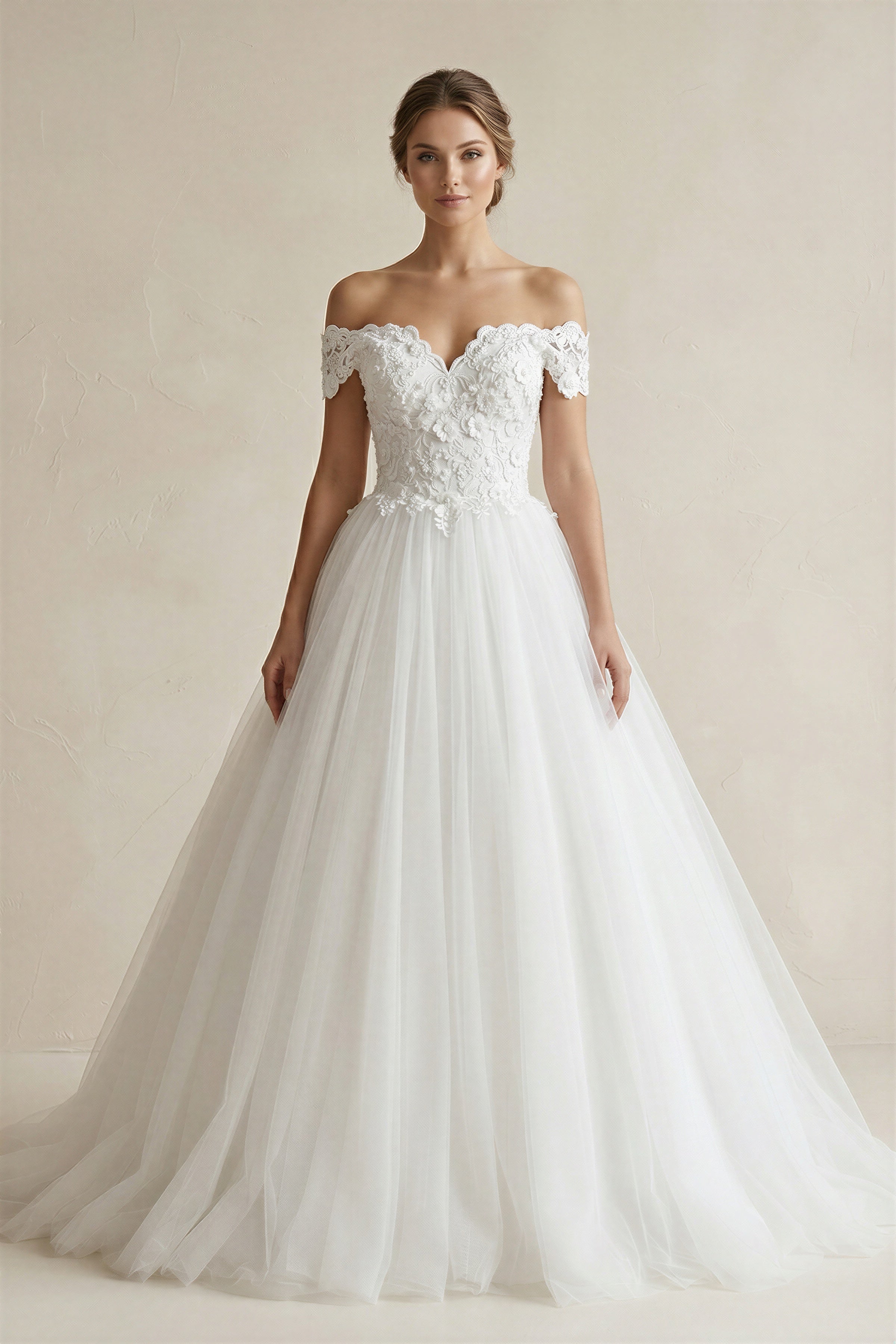 Robe de mariée blanc courte à épaules dénudées manches courtes à corset - Harana