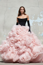 Robe longue black & pink en tulle - Harana