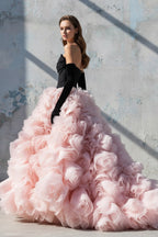 Robe longue black & pink en tulle - Harana