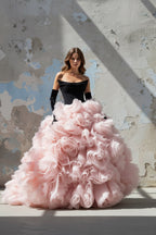 Robe longue black & pink en tulle - Harana