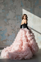 Robe longue black & pink en tulle - Harana