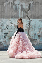 Robe longue black & pink en tulle - Harana
