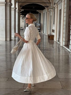 Midi-Blusenkleid Weiß - Harana