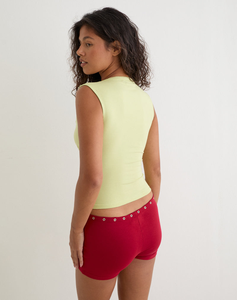 Top ajusté à décolleté plongeant vert pistache - Harana