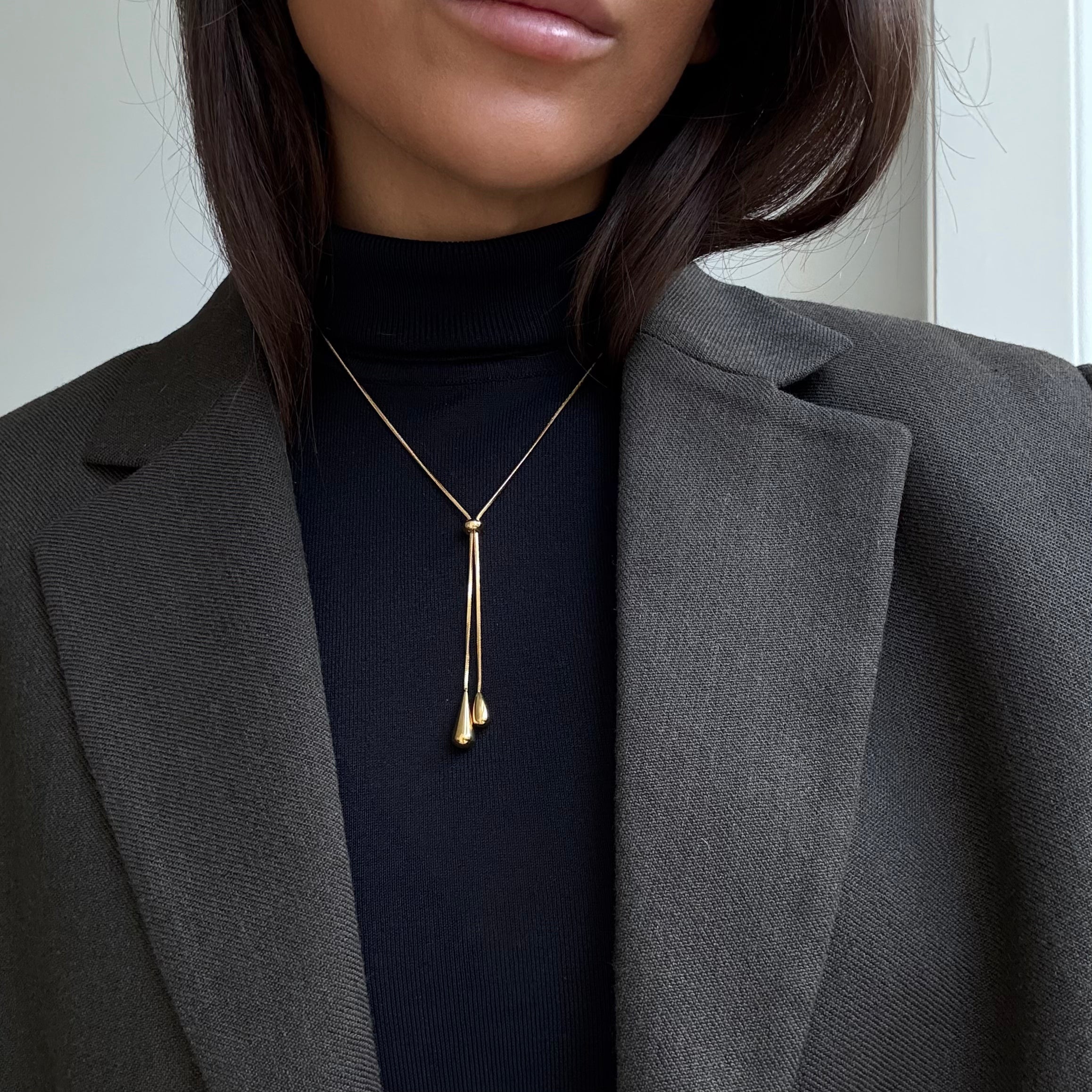 Collier slider doré ajustable avec cristal - Harana
