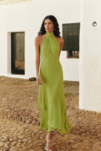 Robe longue vert pistache dos nu - Harana