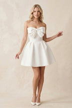 Robe de mariée blanche trapèze en satin bustier sans manches - Harana