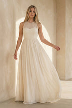 Robe de mariée ivoire trapèze mousseline sans manches - Harana