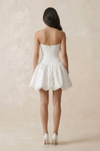 Robe de mariée blanche trapèze en satin bustier sans manches - Harana