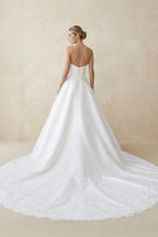 Robe de mariée blanc longue bustier sans manches à dentelle - Harana