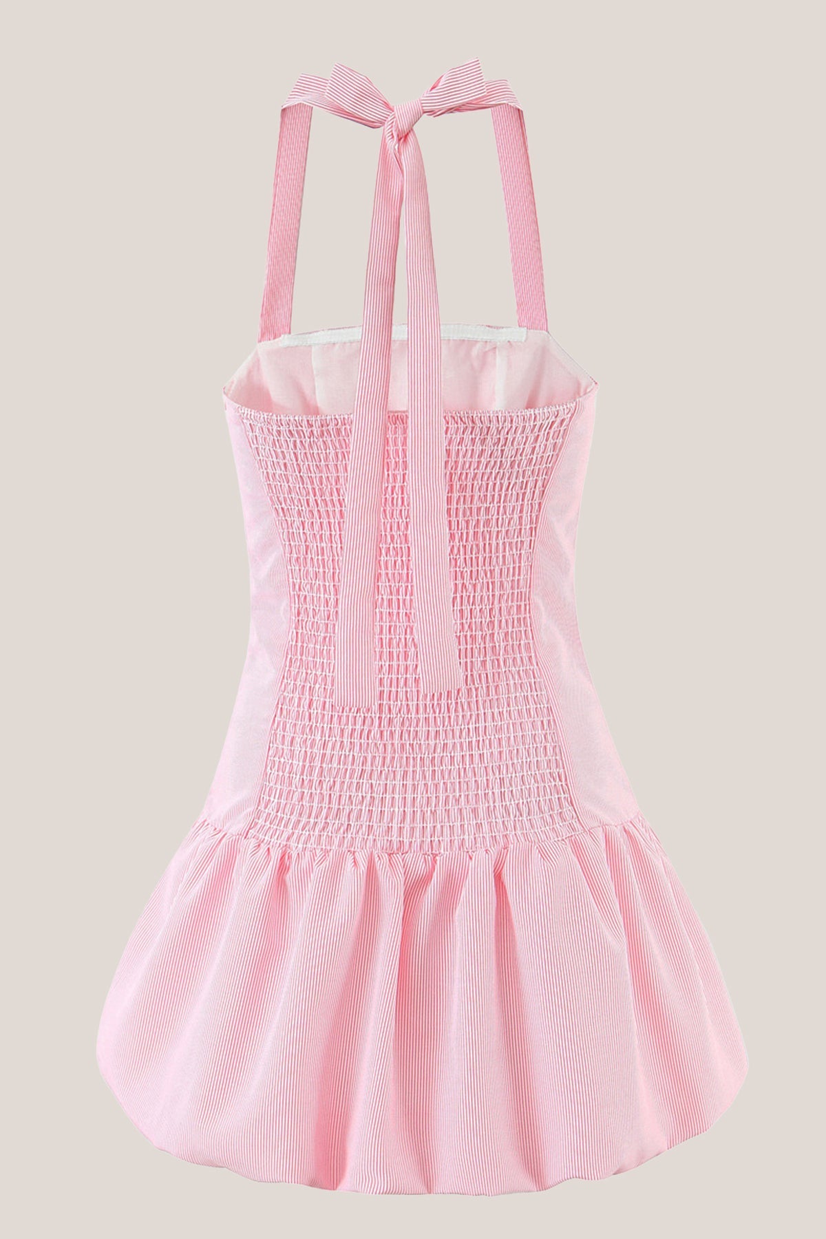 Robe rose courte en coton coupe trapèze à col licou - Harana