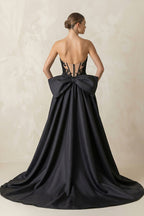 Robe de mariée noire sirène en dentelle bustier sans manches - Harana