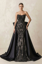 Robe de mariée noire sirène en dentelle bustier sans manches - Harana
