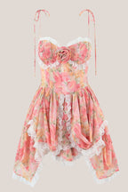 Robe rose courte en coton imprimée - Harana