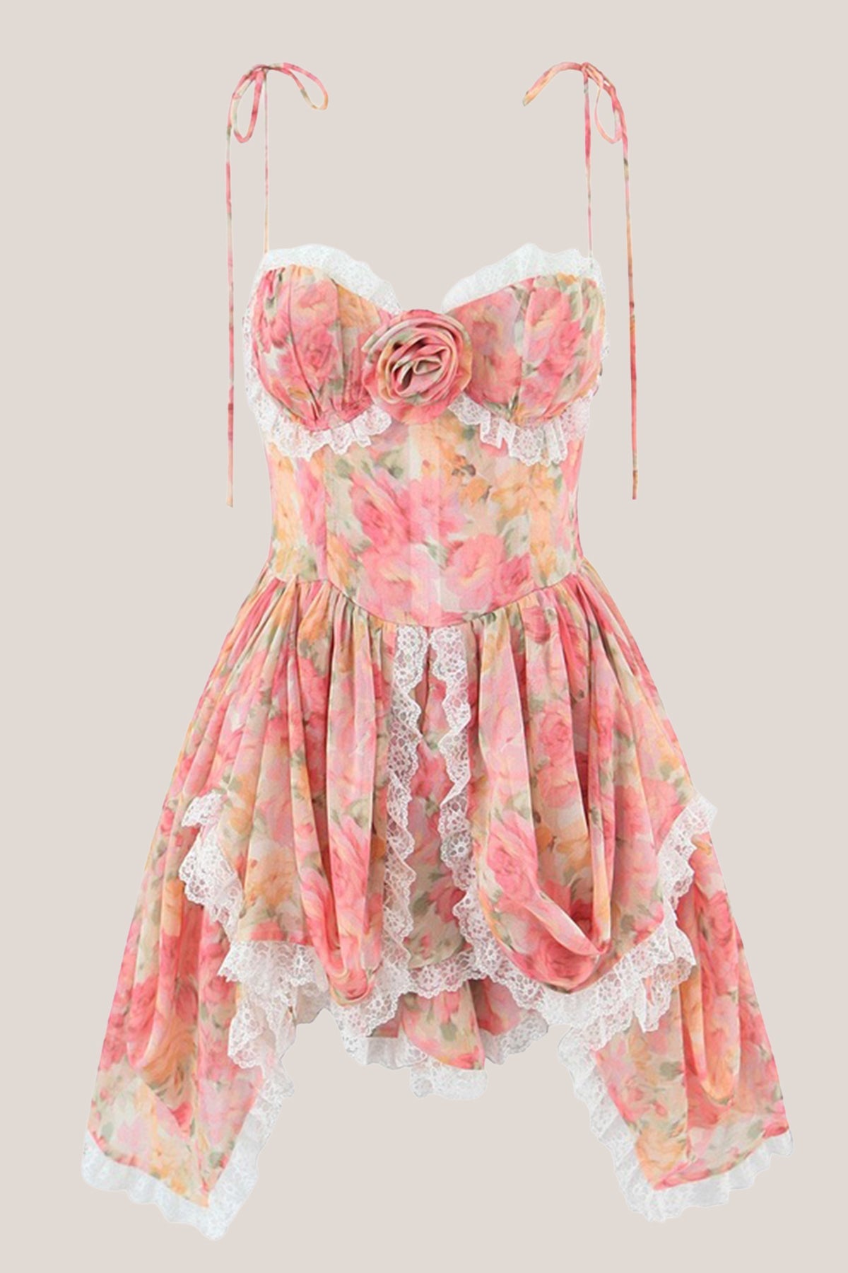 Robe rose courte en coton imprimée - Harana
