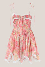 Robe rose courte en coton imprimée - Harana