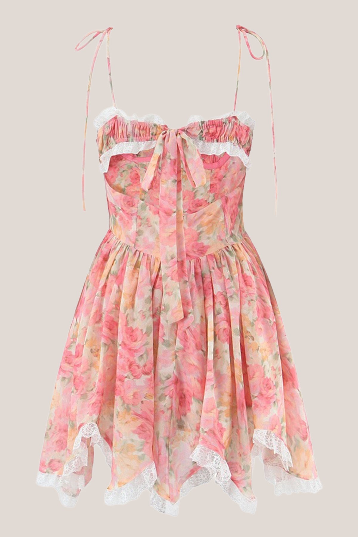 Robe rose courte en coton imprimée - Harana