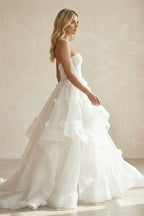 Robe de mariée blanc courte bustier sans manches à corset - Harana