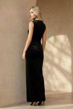 Robe longue noir en velours - Harana