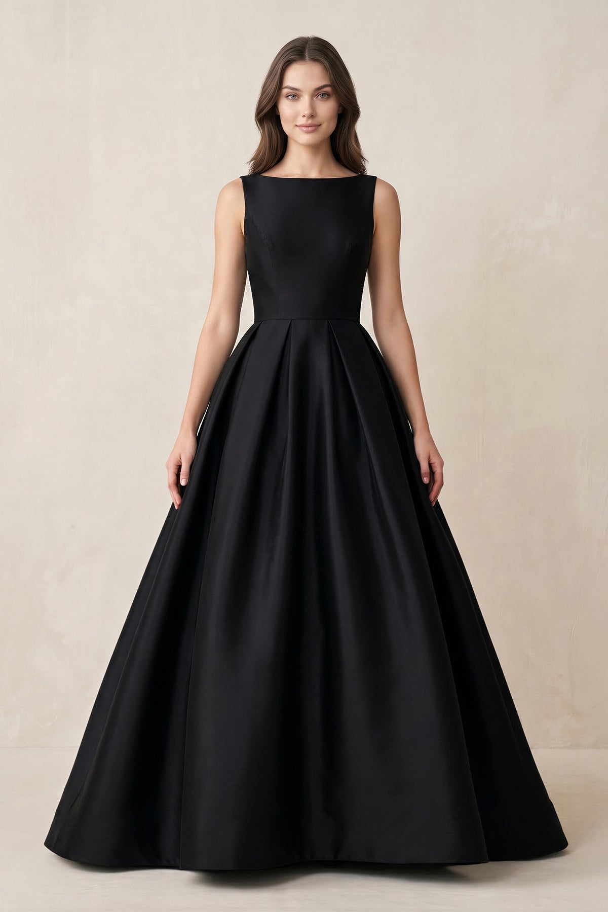 Robe de mariée noir longue sans manches froncée effet drapé - Harana