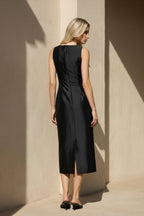 Robe midi black & white avec nœud - Harana