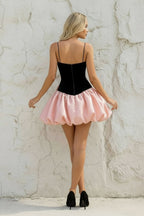 Robe courte black & pink avec nœud - Harana