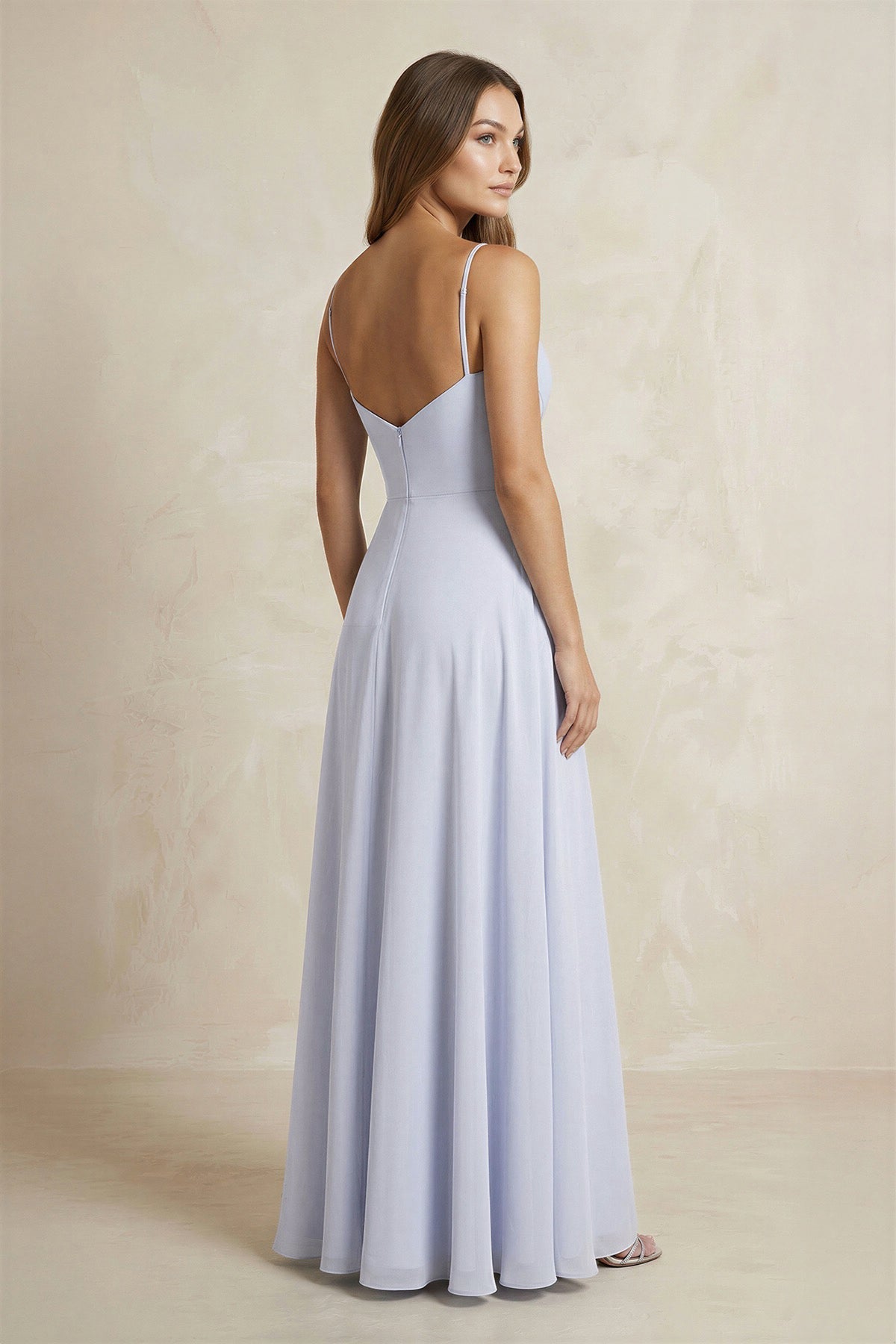 Robe demoiselle d’honneur ice longue à fines bretelles col V sans manches - Harana