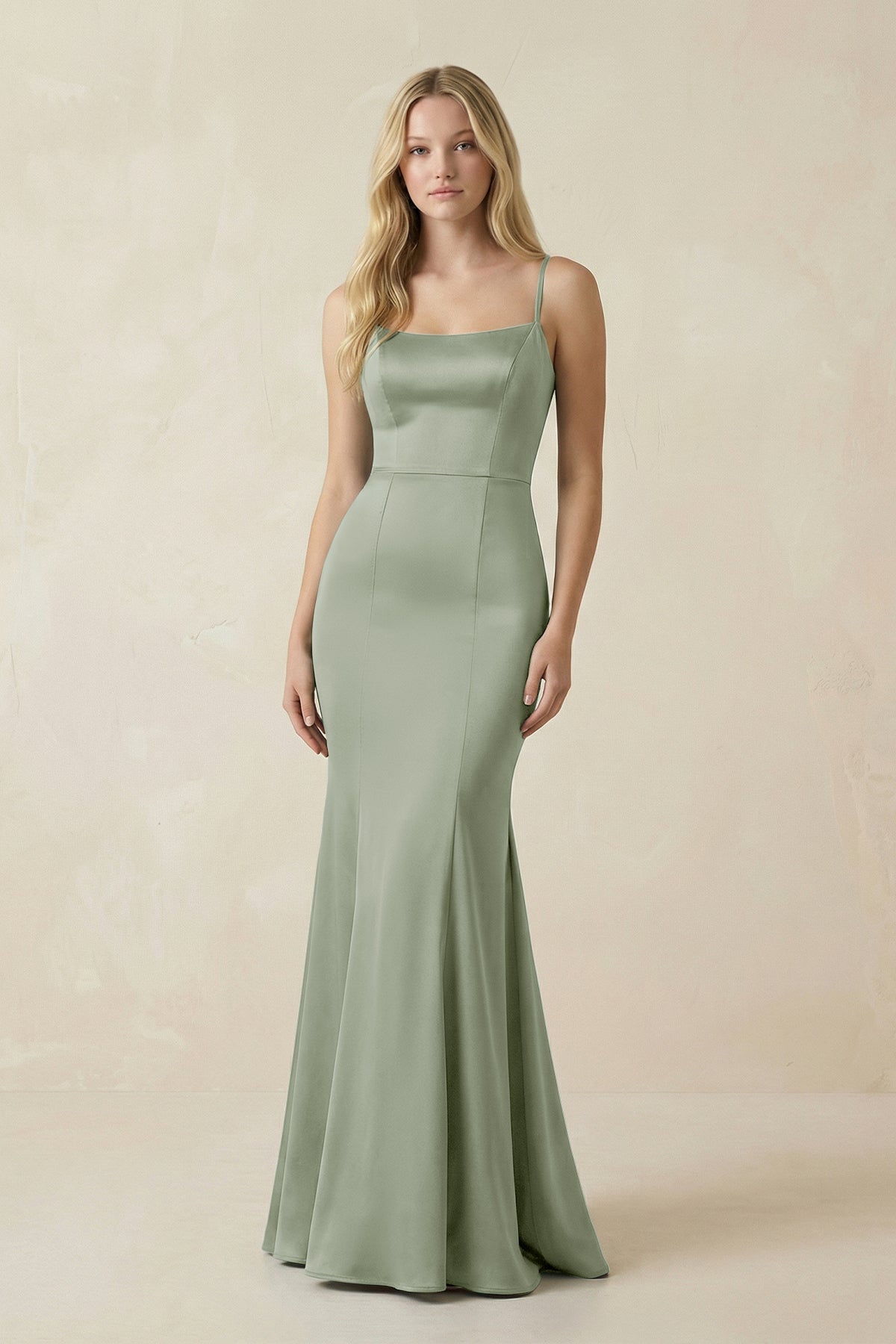 Robe demoiselle d’honneur dove gray longue à fines bretelles sans manches à volants - Harana