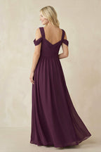 Robe demoiselle d’honneur fig longue col V sans manches avec fente - Harana