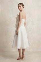 Robe de mariée ivoire trapèze en mousseline bustier sans manches - Harana
