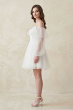 Robe de mariée blanche trapèze en dentelle manches longues à corset - Harana