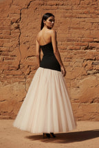 Robe longue black & beige à corset - Harana
