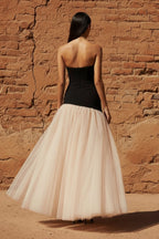 Robe longue black & beige à corset - Harana