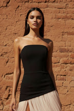 Robe longue black & beige à corset - Harana