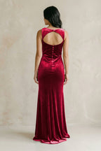Robe demoiselle d’honneur rosewood longue sans manches froncée effet drapé - Harana