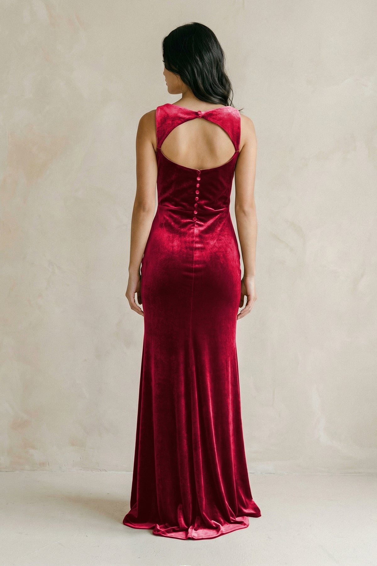 Robe demoiselle d’honneur rosewood longue sans manches froncée effet drapé - Harana