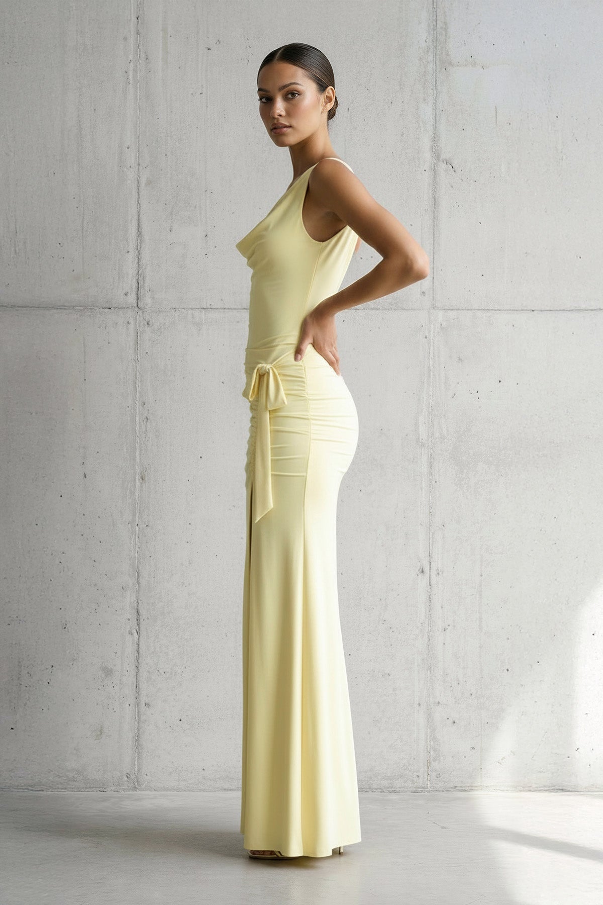 Robe longue avec fente effet drapé - Harana