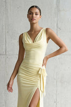 Robe longue avec fente effet drapé - Harana