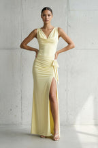 Robe longue avec fente effet drapé - Harana