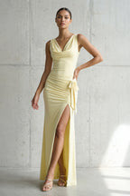 Robe longue avec fente effet drapé - Harana