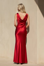 Robe longue rouge satinée - Harana