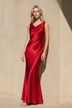 Robe longue rouge satinée - Harana