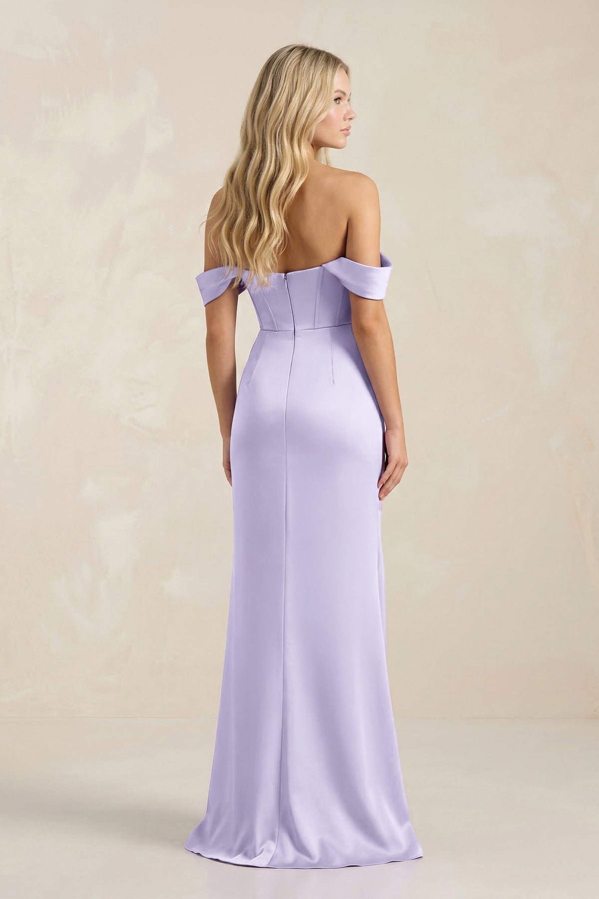 Robe demoiselle d’honneur lavande longue bustier froncée satinée - Harana